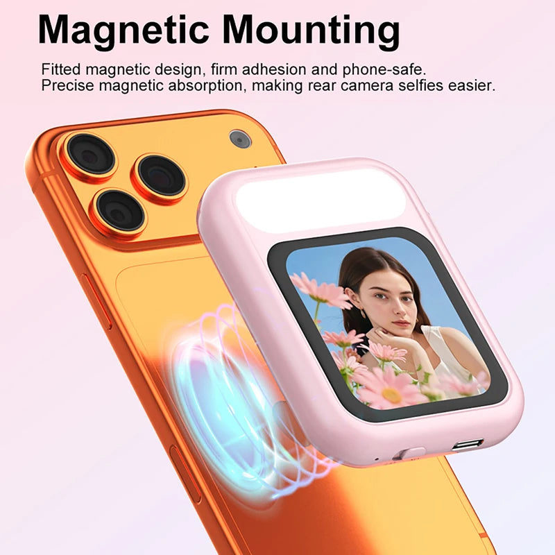 Écran Moniteur Selfie Magnétique Portable avec Lampe LED